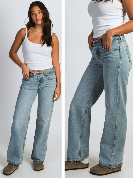Levi's Denim - LEVI'S Premium Low Loose Wide Straight Leg Jean In That's Fashion Blue Size 27